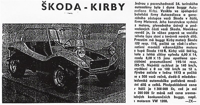Autozodiaco Škoda Kirby Buggy, 1972