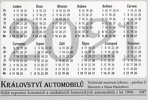 kalendář Království automobilů 2