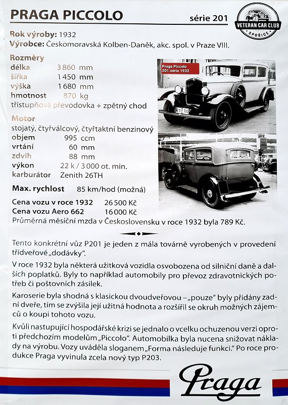 Praga Piccolo P201 Dodvka