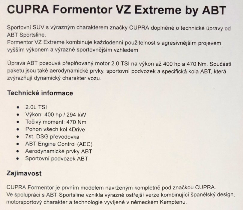 Abt Cupra Formentor VZ Extreme 2.0 TSI, 2025