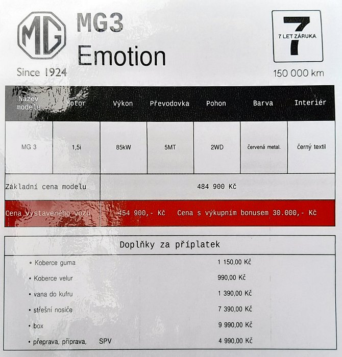 MG 3 1.5i Emotion