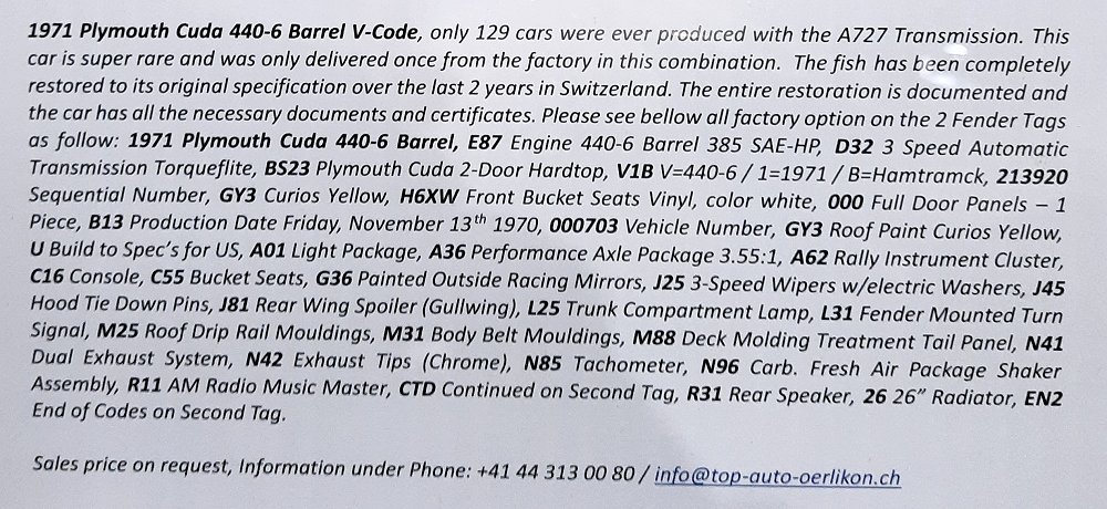 Plymouth Cuda 440-6 AT, 1971