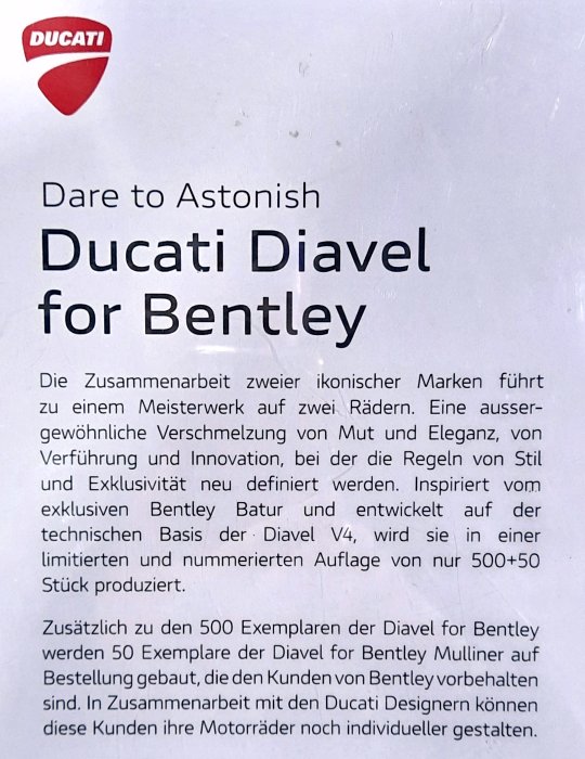 Ducati Daviel for Bentley, 2025