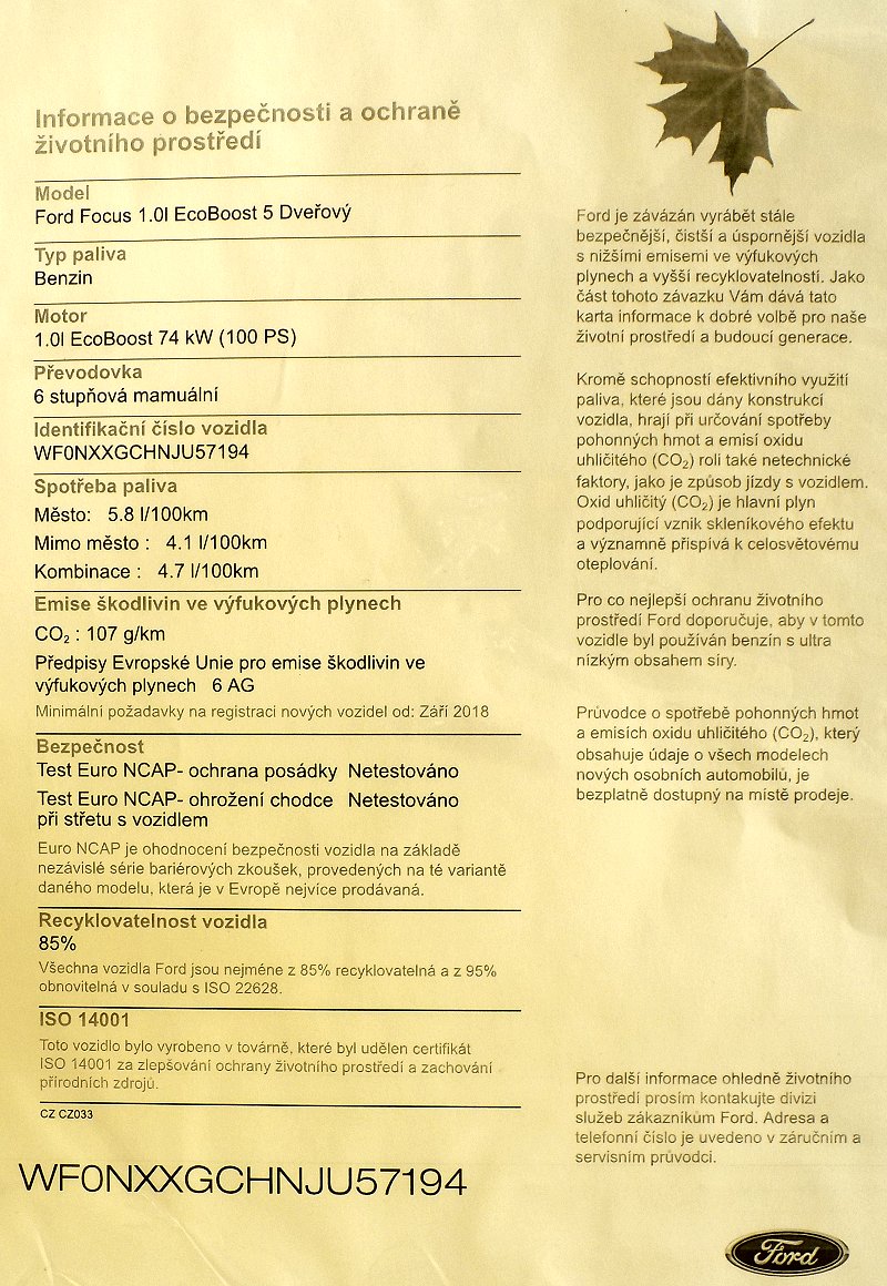 Ford Focus 1.0 Ecoboost 100 Trend Edition, 2018